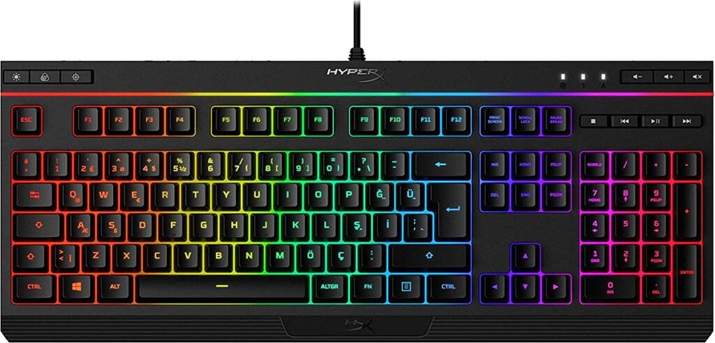 hyperx alloy core rgb hx-kb5me2-tu kablolu oyuncu klavyesi