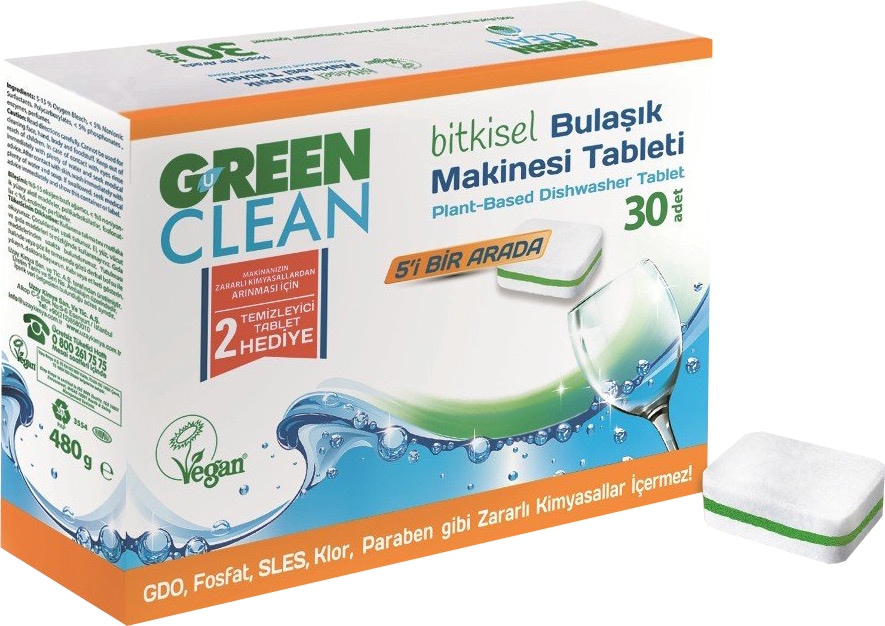 u green clean bitkisel bulaşık makinesi tableti 30'lu