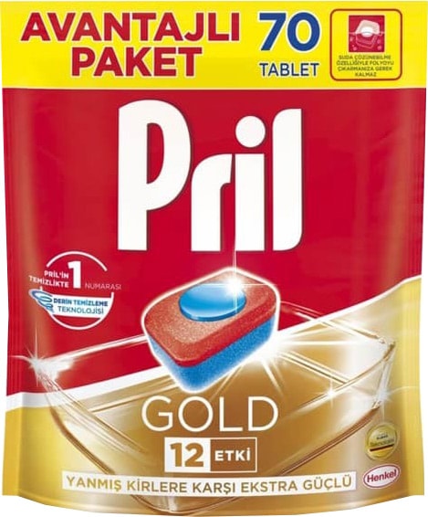 pril gold bulaşık makinesi tableti 70'li 2 adet